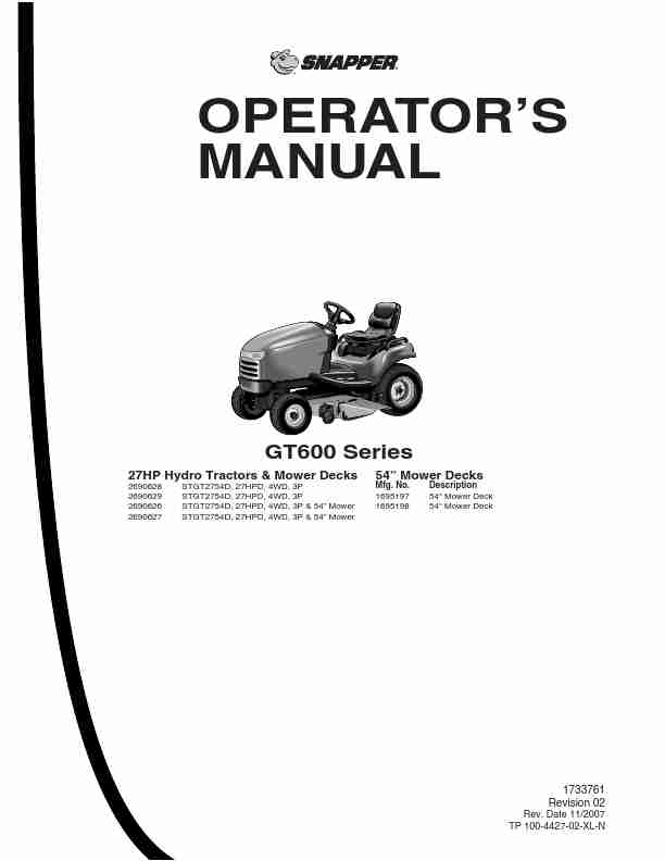 Snapper Lawn Mower GT 600 Series-page_pdf